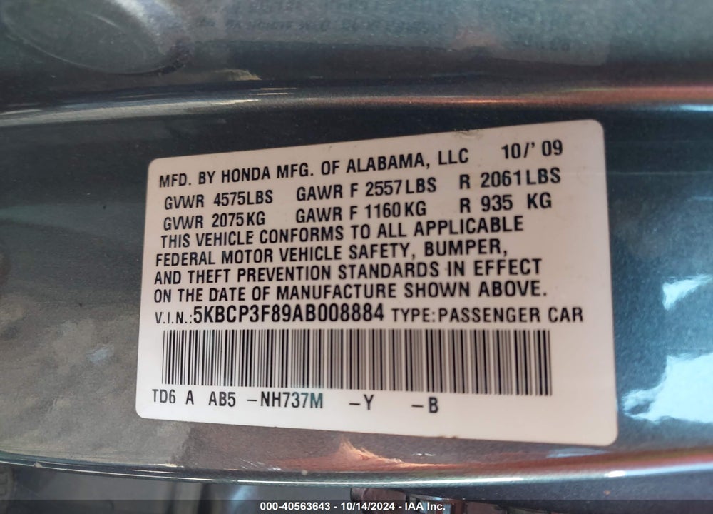 2010 HONDA ACCORD 3.5 EX-L VIN: 5KBCP3F89AB008884