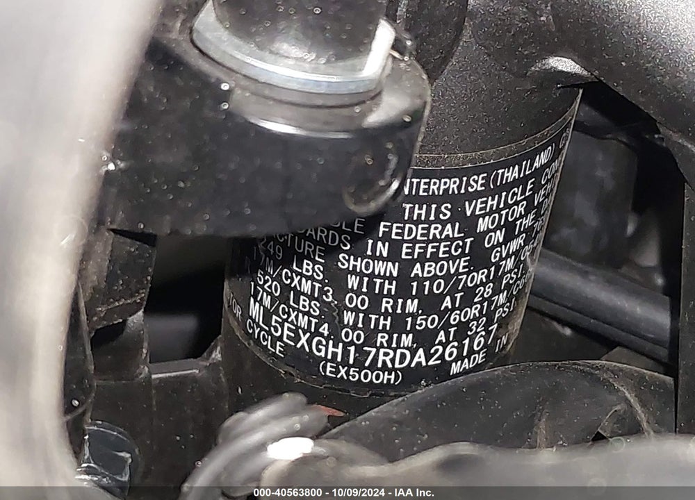 2024 KAWASAKI EX500 H VIN: ML5EXGH17RDA26167