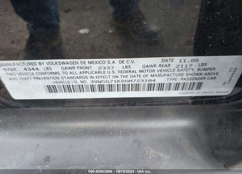 2006 VOLKSWAGEN JETTA 2.5 VIN: 3VWSG71K06M723184