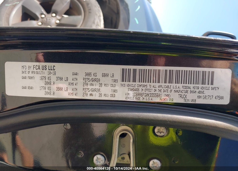 2019 RAM 1500 CLASSIC EXPRESS  4X2 6'4 BOX VIN: 1C6RR6FG0KS555601