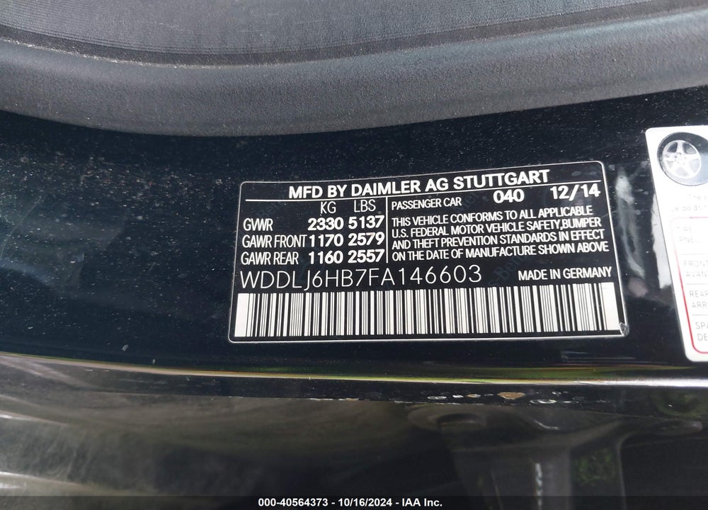 2015 MERCEDES-BENZ CLS 400 4MATIC VIN: WDDLJ6HB7FA146603