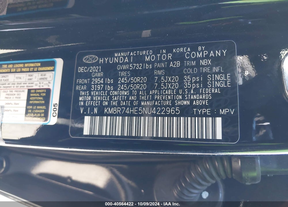 2022 HYUNDAI PALISADE CALLIGRAPHY VIN: KM8R74HE5NU422965