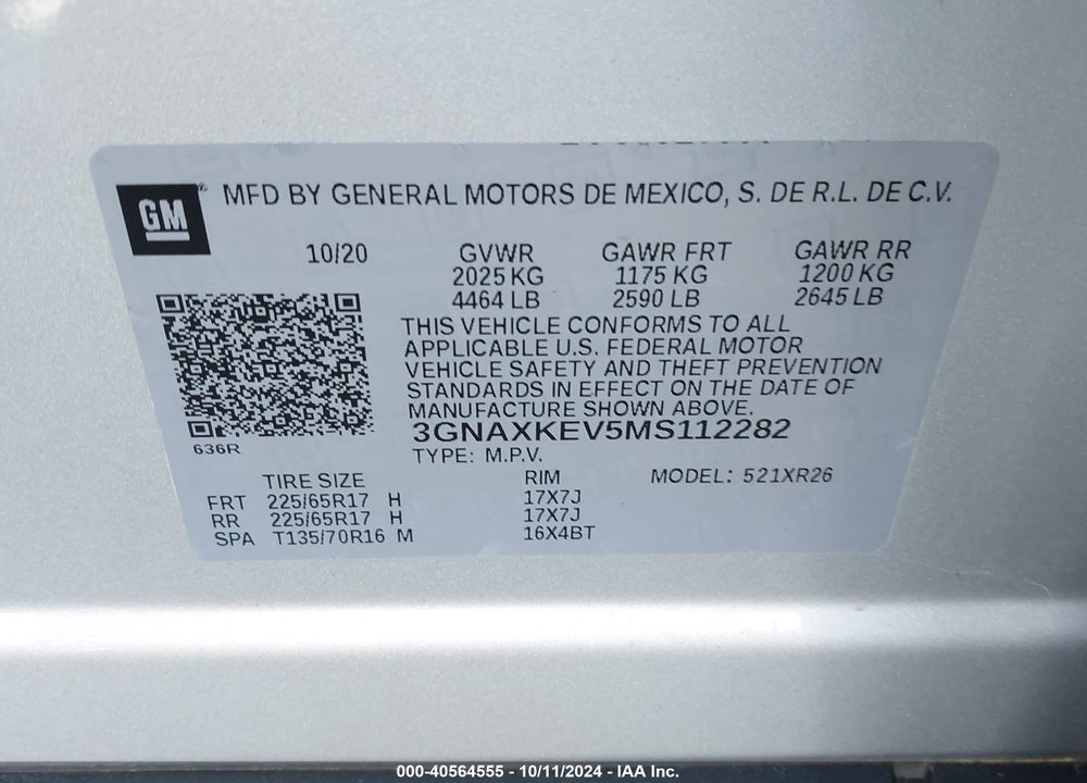 2021 CHEVROLET EQUINOX FWD LT VIN: 3GNAXKEV5MS112282