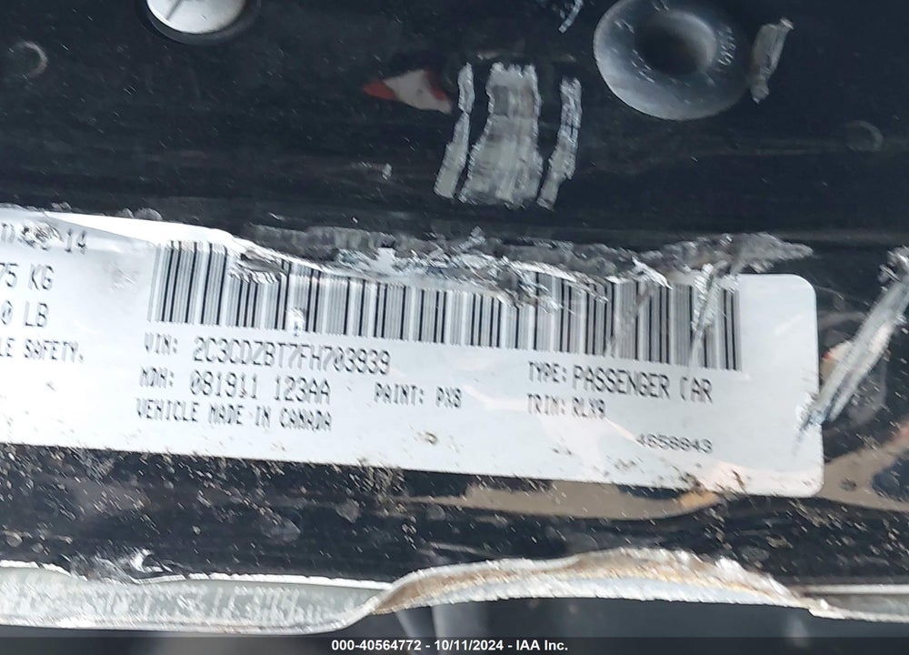 2015 DODGE CHALLENGER VIN: 2C3CDZBT7FH703939