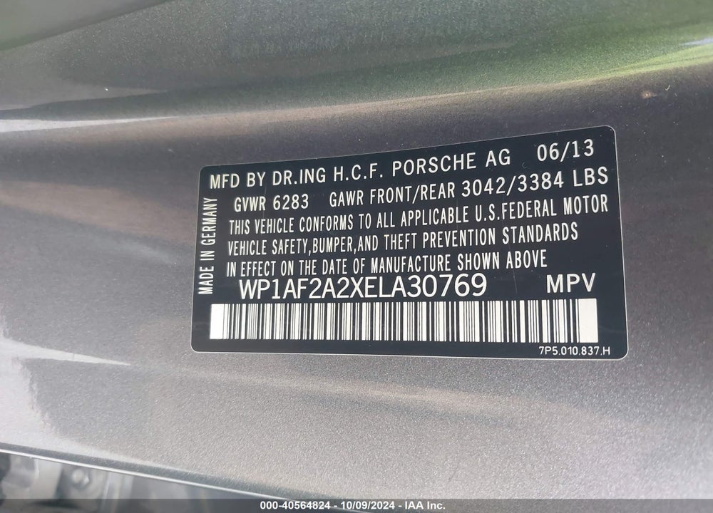 2014 PORSCHE CAYENNE DIESEL VIN: WP1AF2A2XELA30769