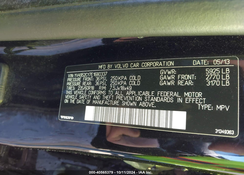 2014 VOLVO XC90 3.2 VIN: YV4952CY7E1680337