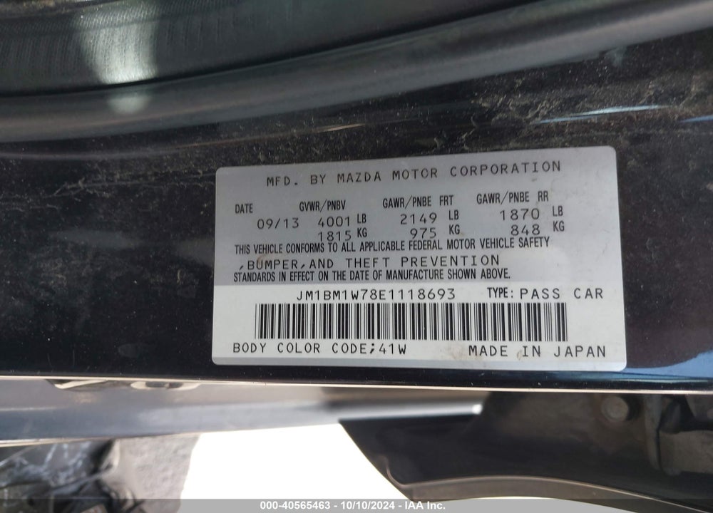 2014 MAZDA 3 I GRAND TOURING VIN: JM1BM1W78E1118693