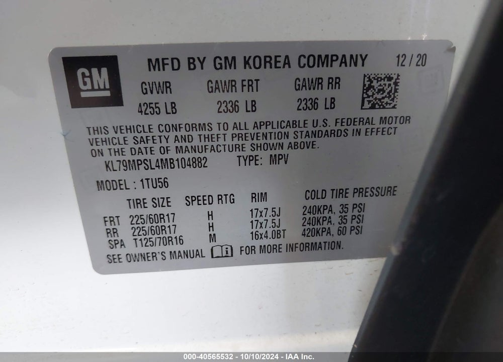 2021 CHEVROLET TRAILBLAZER FWD LT VIN: KL79MPSL4MB104882