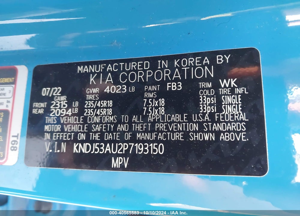 2023 KIA SOUL GT LINE VIN: KNDJ53AU2P7193150