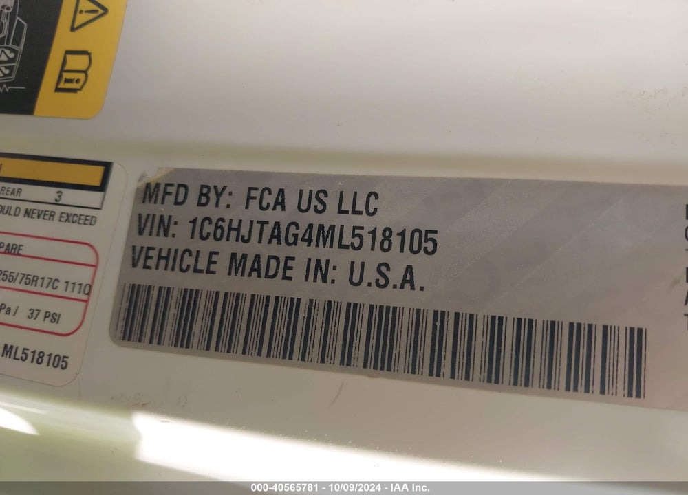 2021 JEEP GLADIATOR WILLYS 4X4 VIN: 1C6HJTAG4ML518105