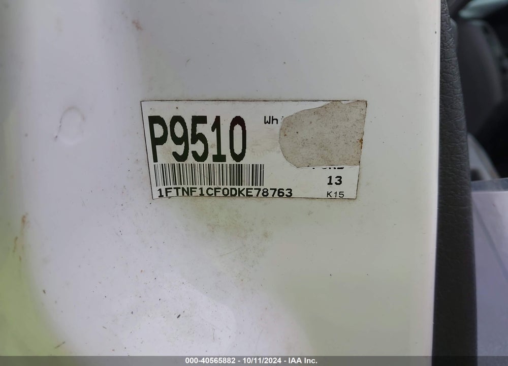2013 FORD F-150 XL VIN: 1FTNF1CF0DKE78763