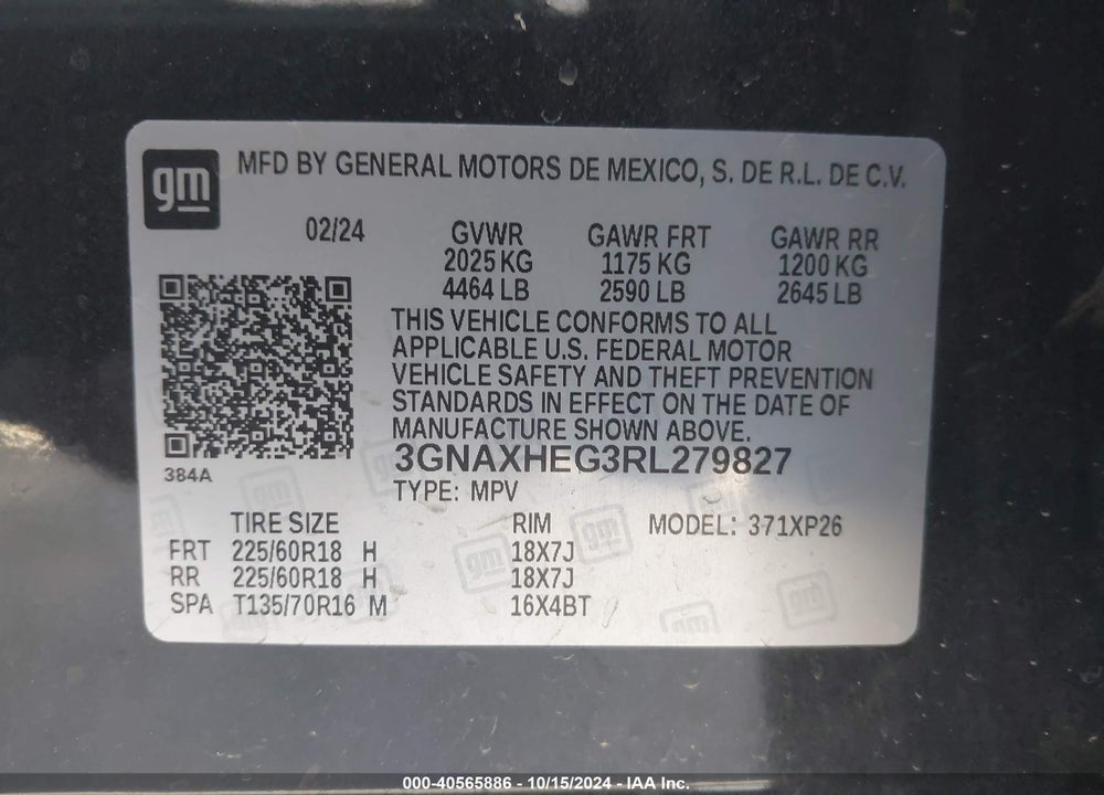 2024 CHEVROLET EQUINOX FWD LS VIN: 3GNAXHEG3RL279827