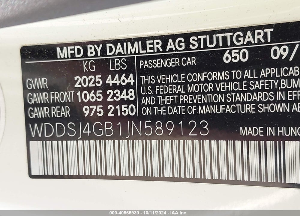 2018 MERCEDES-BENZ CLA 250 4MATIC VIN: WDDSJ4GB1JN589123