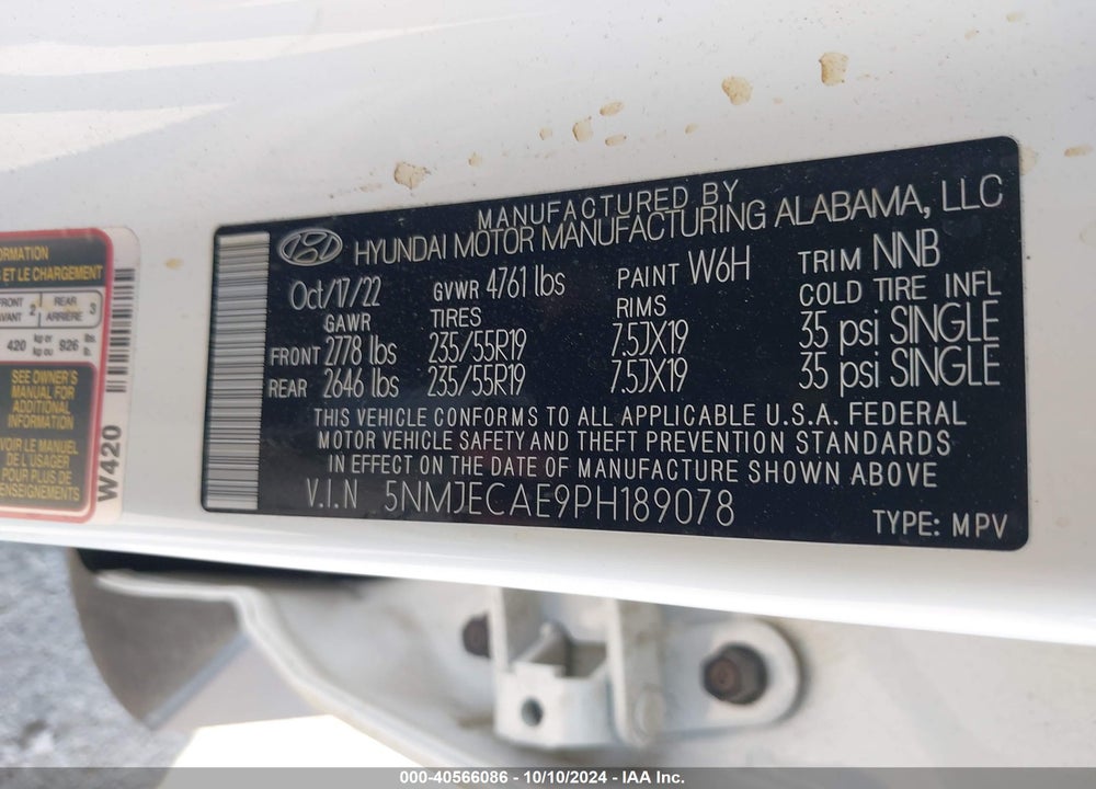 2023 HYUNDAI TUCSON LIMITED VIN: 5NMJECAE9PH189078