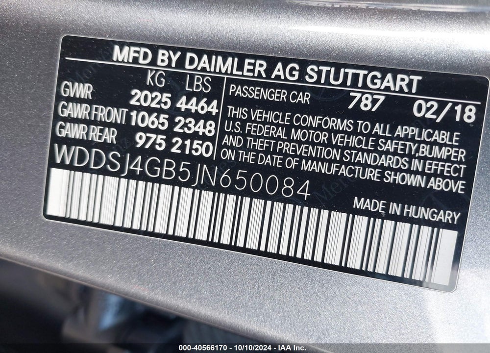 2018 MERCEDES-BENZ CLA 250 4MATIC VIN: WDDSJ4GB5JN650084