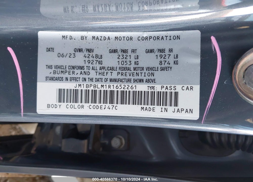 2024 MAZDA 3 2.5 S CARBON EDITION VIN: JM1BPBLM1R1652261