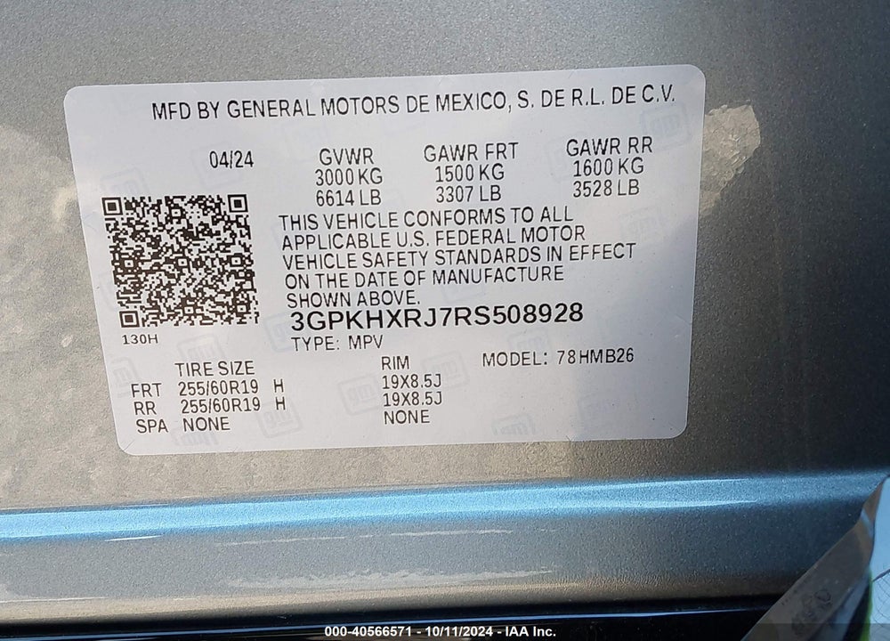 2024 HONDA PROLOGUE TOURING VIN: 3GPKHXRJ7RS508928