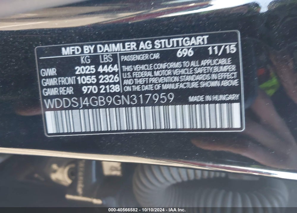 2016 MERCEDES-BENZ CLA 250 4MATIC VIN: WDDSJ4GB9GN317959