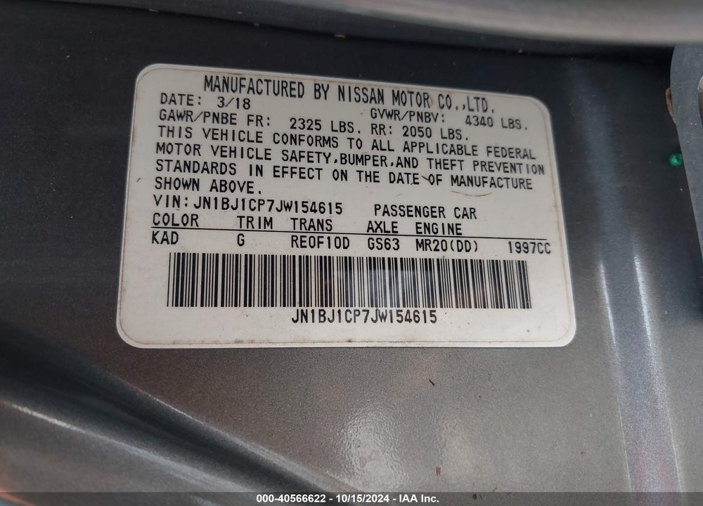 2018 NISSAN ROGUE SPORT S VIN: JN1BJ1CP7JW154615