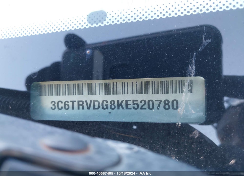 2019 RAM PROMASTER 2500 HIGH ROOF 159 WB VIN: 3C6TRVDG8KE520780