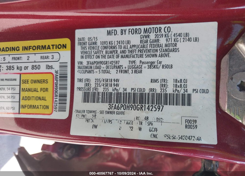 2016 FORD FUSION SE VIN: 3FA6P0H90GR142597
