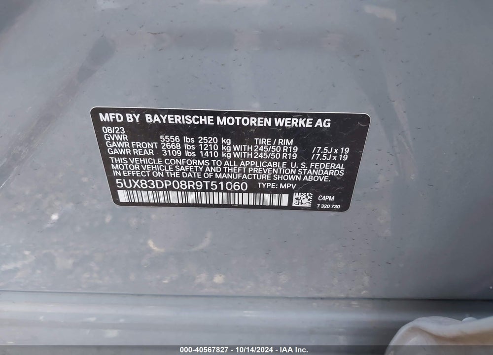2024 BMW X3 M40I VIN: 5UX83DP08R9T51060