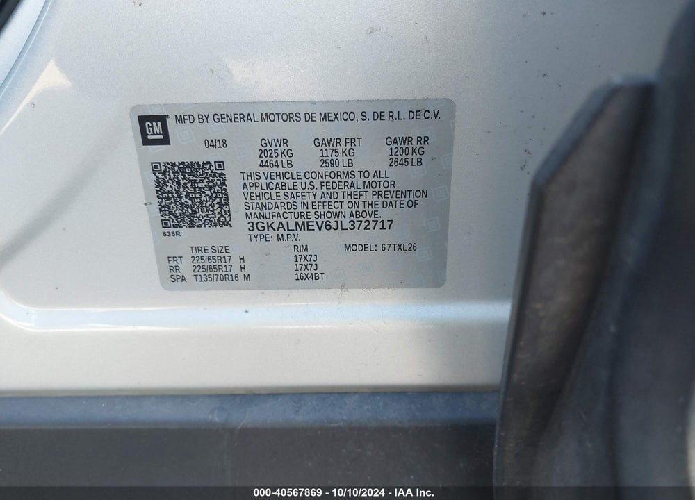 2018 GMC TERRAIN SLE VIN: 3GKALMEV6JL372717