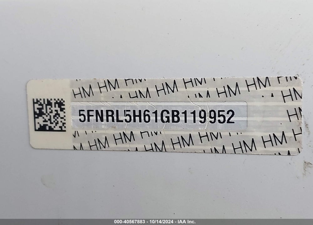 2016 HONDA ODYSSEY EX-L VIN: 5FNRL5H61GB119952