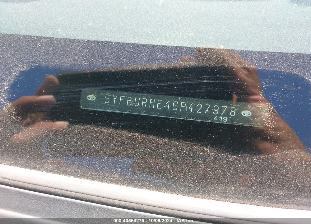 2016 TOYOTA COROLLA LE VIN: 5YFBURHE1GP427978