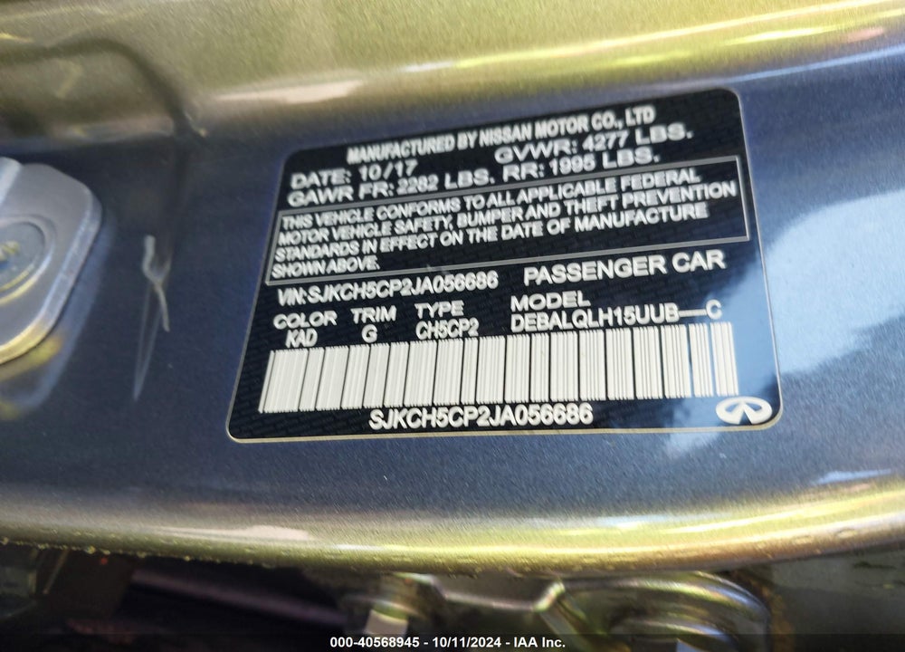 2018 INFINITI QX30 LUXURY VIN: SJKCH5CP2JA056686