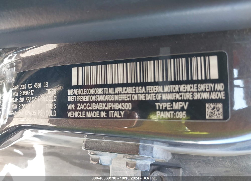 2018 JEEP RENEGADE UPLAND EDITION 4X4 VIN: ZACCJBABXJPH94300