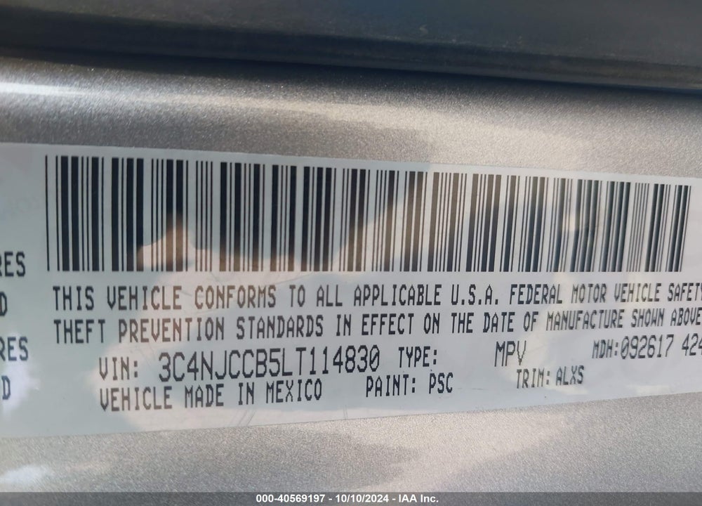 2020 JEEP COMPASS LIMITED FWD VIN: 3C4NJCCB5LT114830