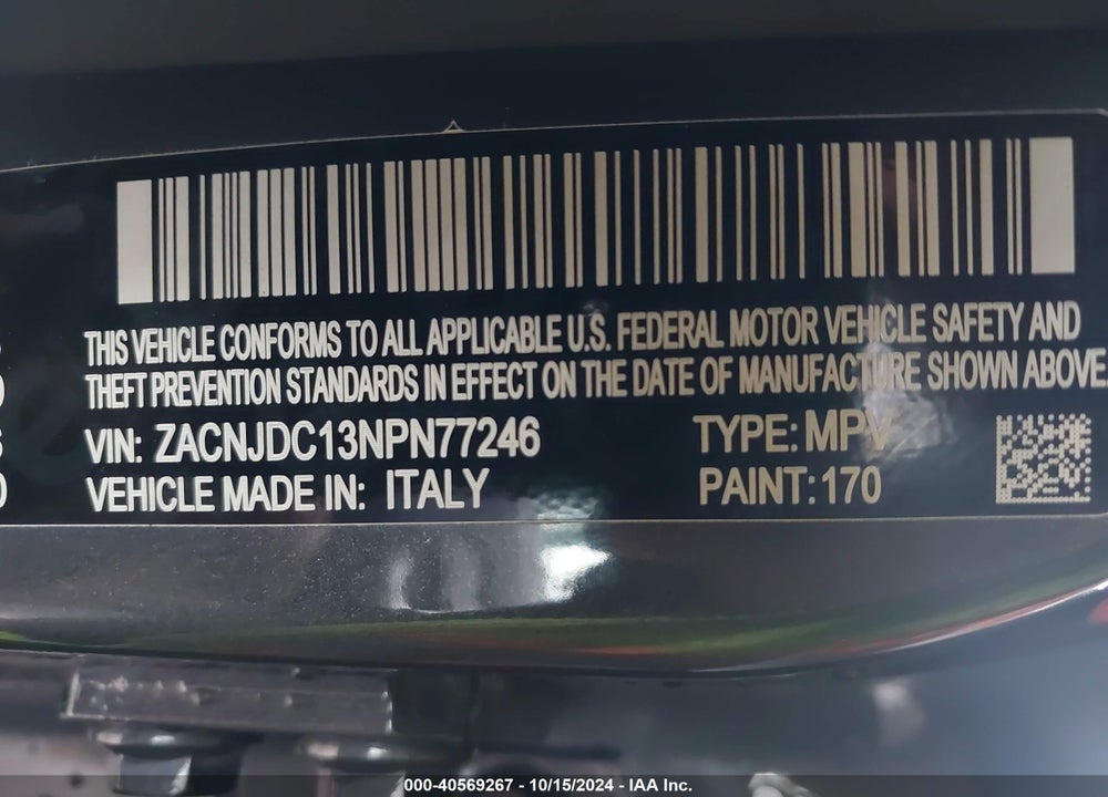 2022 JEEP RENEGADE TRAILHAWK 4X4 VIN: ZACNJDC13NPN77246