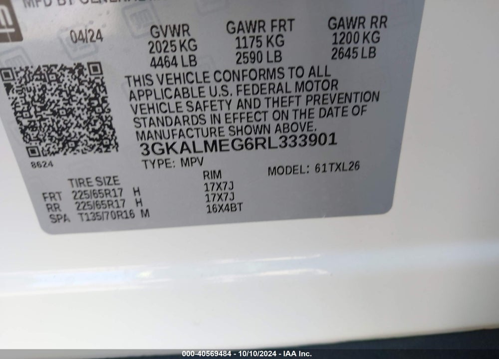 2024 GMC TERRAIN VIN: 3GKALMEG6RL333901