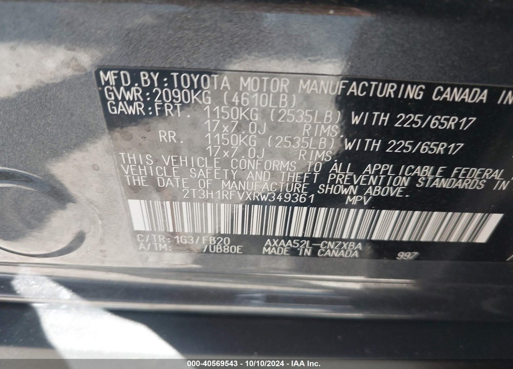 2024 TOYOTA RAV4 LE VIN: 2T3H1RFVXRW349361
