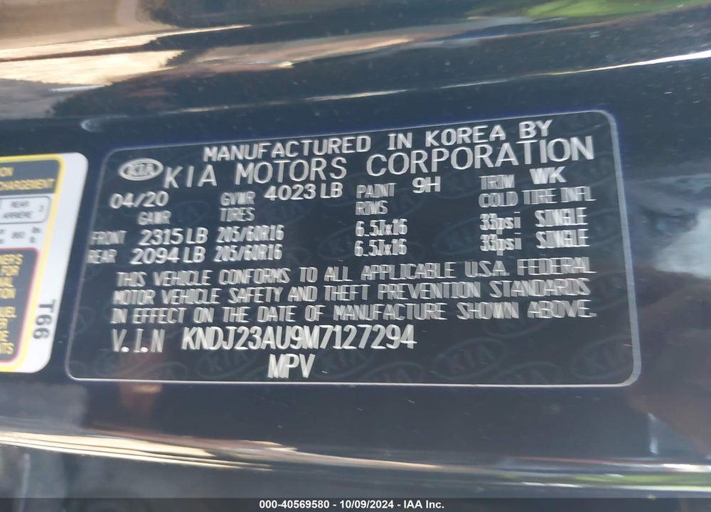 2021 KIA SOUL VIN: KNDJ23AU9M7127294