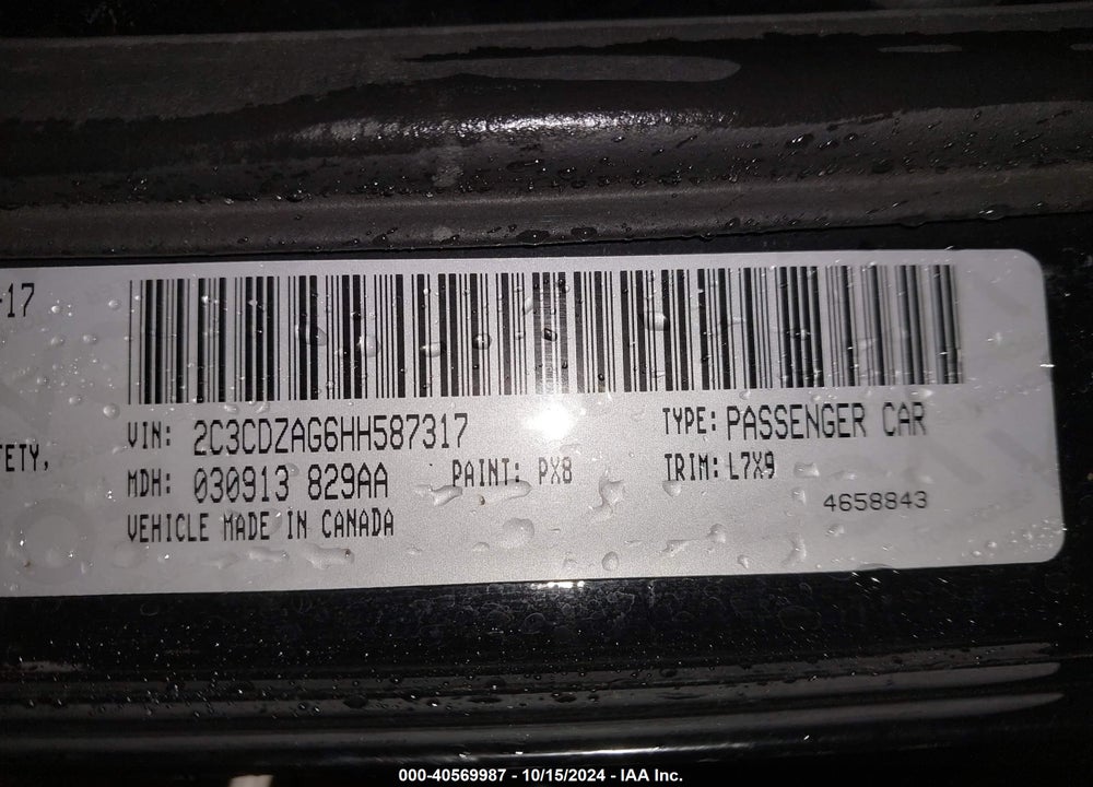 2017 DODGE CHALLENGER SXT VIN: 2C3CDZAG6HH587317