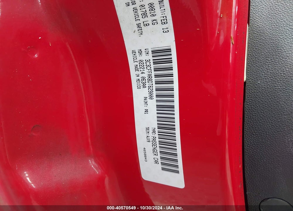 2013 FIAT 500 POP VIN: 3C3CFFAR8DT629000