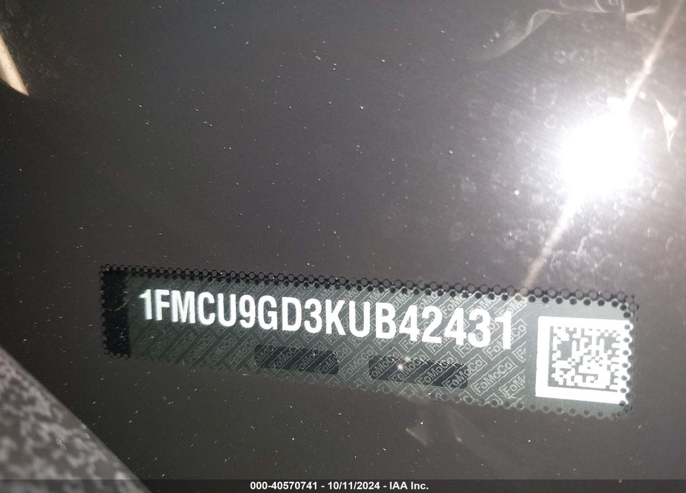 2019 FORD ESCAPE SE VIN: 1FMCU9GD3KUB42431