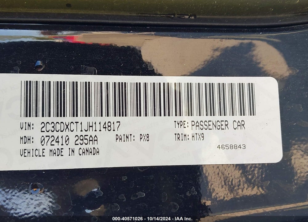 2018 DODGE CHARGER R/T RWD VIN: 2C3CDXCT1JH114817