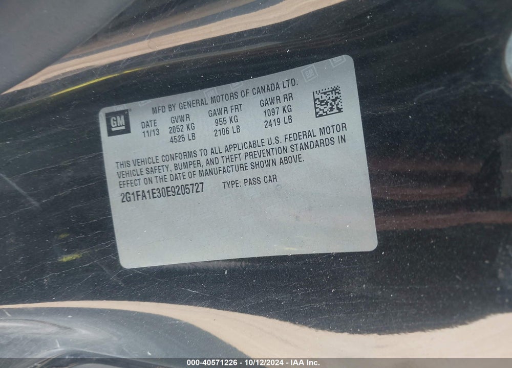 2014 CHEVROLET CAMARO 2LS VIN: 2G1FA1E30E9205727