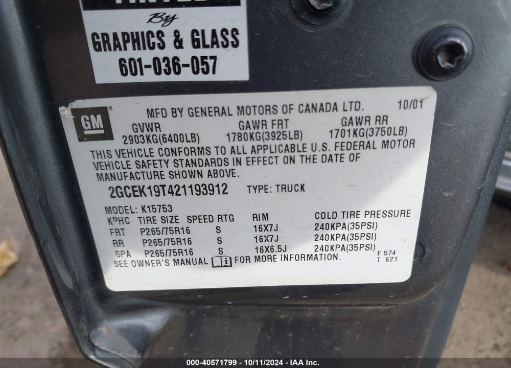 2002 CHEVROLET SILVERADO 1500 LS VIN: 2GCEK19T421193912