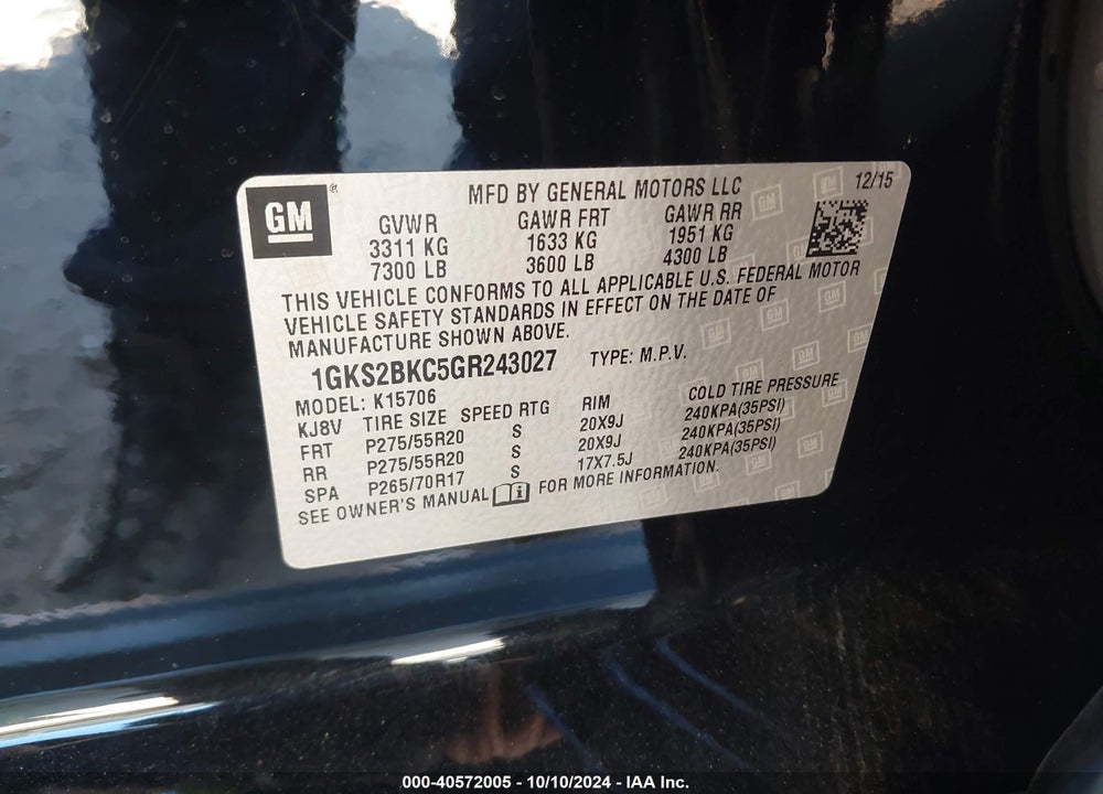 2016 GMC YUKON SLT VIN: 1GKS2BKC5GR243027