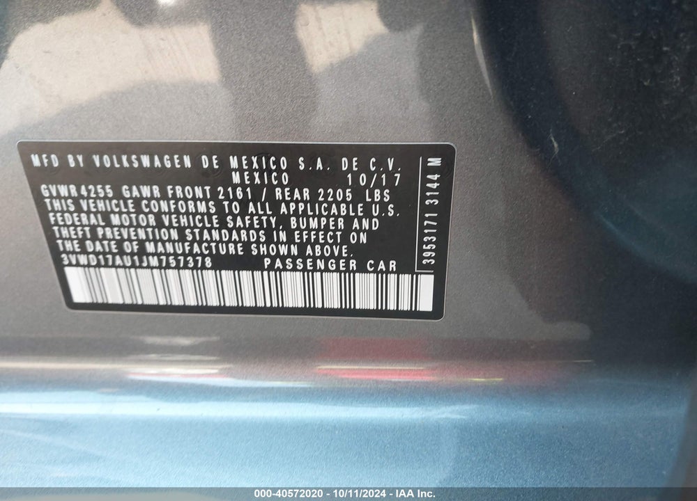 2018 VOLKSWAGEN GOLF SPORTWAGEN TSI S/TSI SE VIN: 3VWD17AU1JM757378