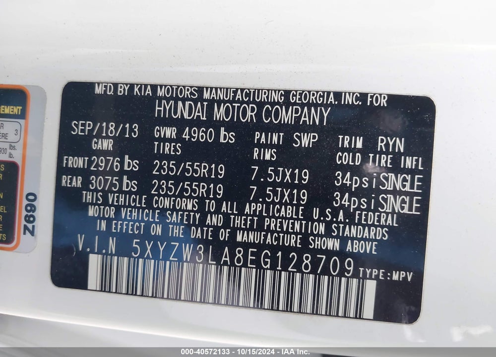2014 HYUNDAI SANTA FE SPORT 2.0L TURBO VIN: 5XYZW3LA8EG128709