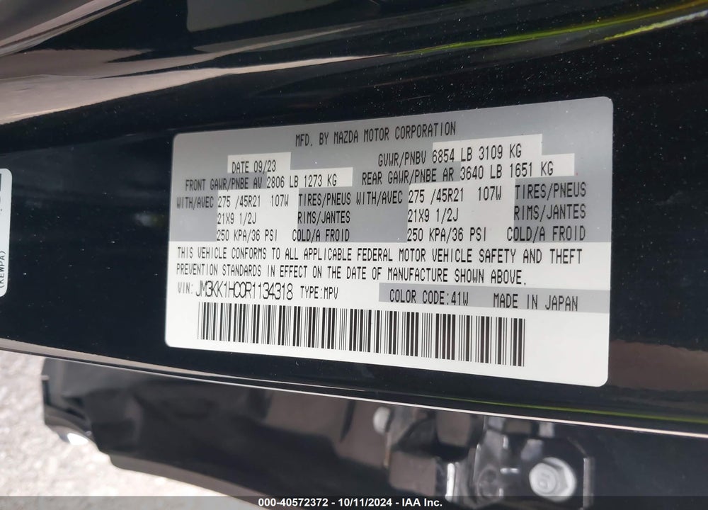 2024 MAZDA CX-90 3.3 TURBO S VIN: JM3KK1HC0R1134318