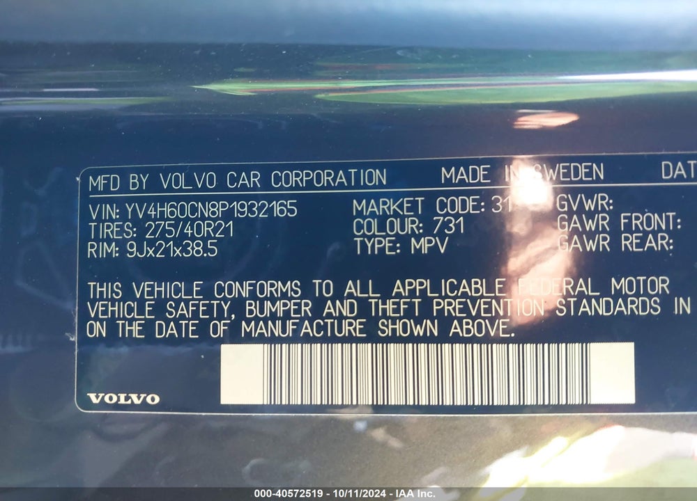 2023 VOLVO XC90 RECHARGE PLUG-IN HYBRID T8 PLUS BRIGHT THEME 7-SEATER VIN: YV4H60CN8P1932165