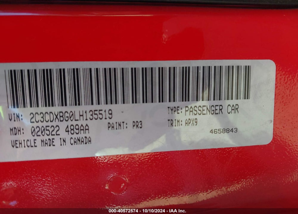 2020 DODGE CHARGER SXT RWD VIN: 2C3CDXBG0LH135519