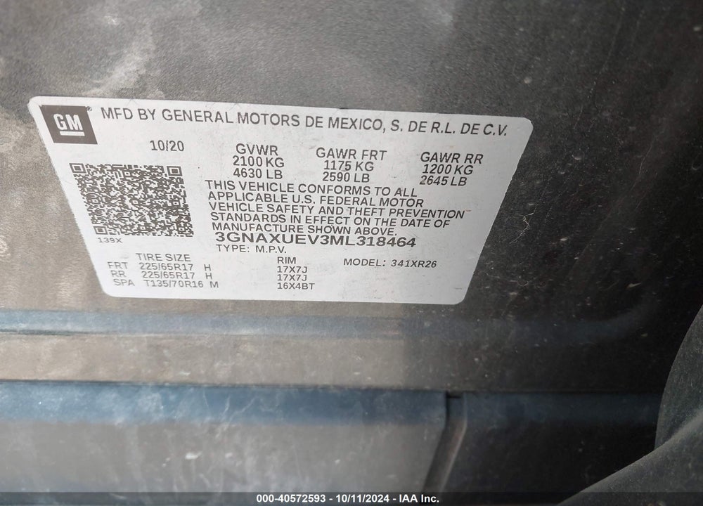 2021 CHEVROLET EQUINOX AWD LT VIN: 3GNAXUEV3ML318464