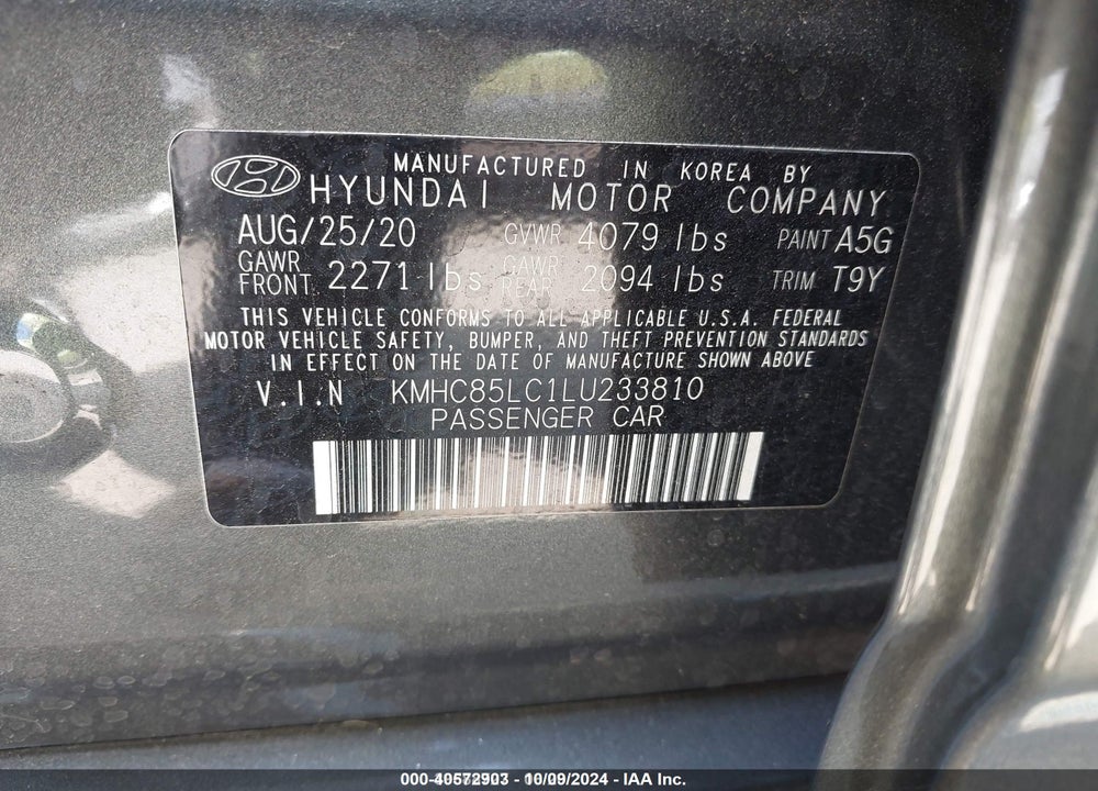 2020 HYUNDAI IONIQ HYBRID VIN: KMHC85LC1LU233810